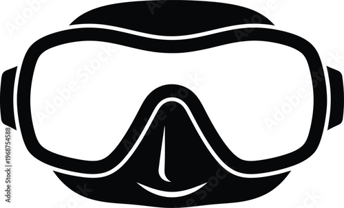 Silhouette scuba diving mask equipment snorkeling goggles water sport vector illustration