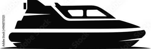 Silhouette sleek modern speed boat hovercraft side view vector illustration