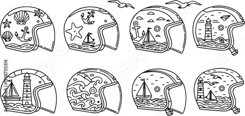 A collection of skull illustrations with various artistic and cultural themes Vector