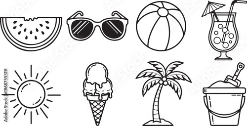 A collection of common objects including tools, animals, and household items Vector