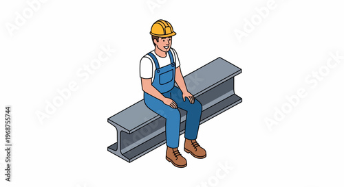 A worker takes a break on a steel beam during labor on Worker Day