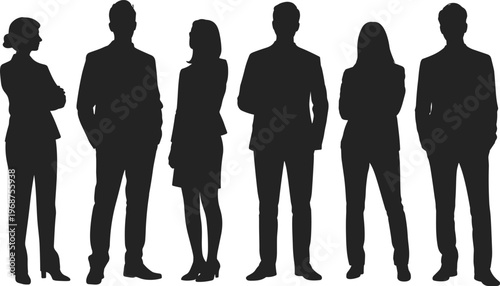 WebProfessional business team silhouettes, corporate group illustration, teamwork concept, leadership unity, flavector