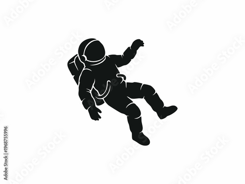 Floating Astronaut Silhouette in Outer Space Vector Illustration Isolated on White background