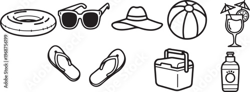 Assorted everyday items including a bicycle, glasses, and a coffee cup Vector