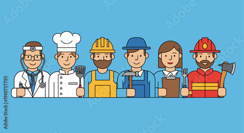 Various workers celebrate Labor Day with diverse professions on display