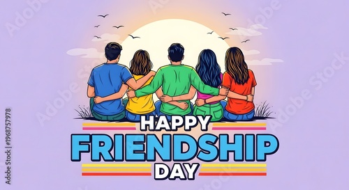 Happy friendship day celebrating bonds of friendship with friends together