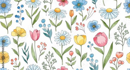 Foto Seamless floral background capturing the charm of nature