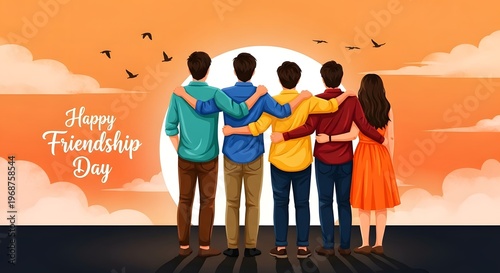 Celebrating friendship day diverse friends standing together in unity and joy