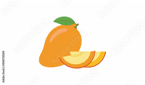 Mango vector illustration with slices fresh tropical fruit design isolated on white background food concept