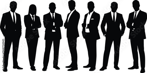 WebBusiness team silhouettes, corporate group, professional unity, teamwork concept, leadership, flavector