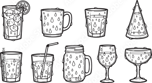 A collection of antique and vintage decorative vases on display Vector