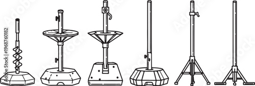 Black and white sketches of various types of lamps and light fixtures Vector