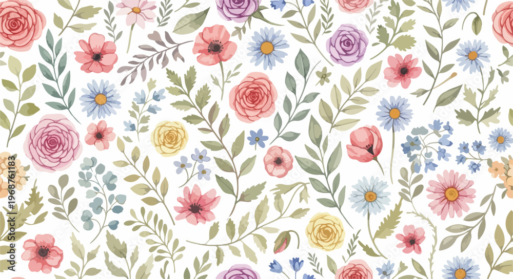 Fototapeta premium Bright and cheerful flower pattern perfect for spring-inspired decorative backgrounds