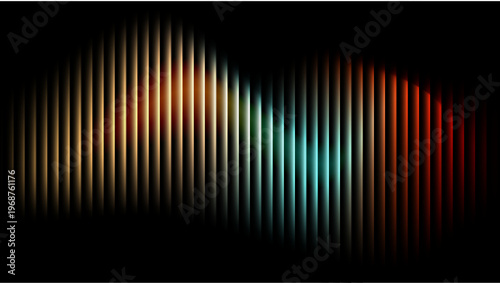 Canvas Print Futuristic audio waveform with glowing blue and orange neon lines on dark backgr