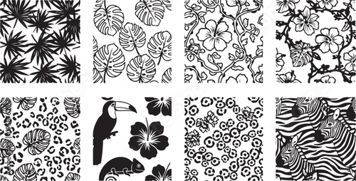 A collection of intricate and symmetrical black and white mandala patterns Vector