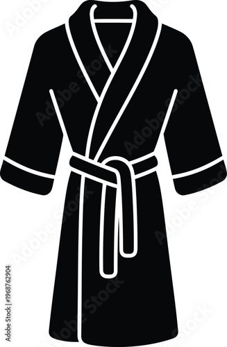 Silhouette comfortable hotel spa bathrobe clothing accessory flat vector illustration
