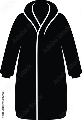 Silhouette comfortable hooded bathrobe design for home clothing apparel vector illustration