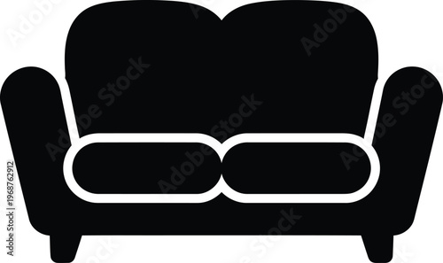 Silhouette comfortable two seat couch furniture home living room icon vector illustration