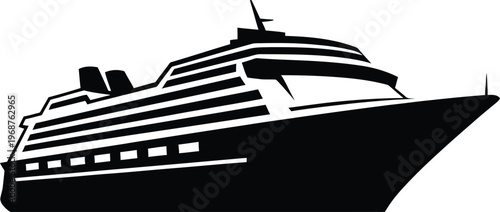 Silhouette cruise ship ocean liner passenger vessel travel vacation vector illustration