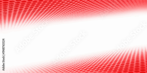 Red abstract background featuring a creative halftone pattern of dots and artistic wave curves in a textured vector illustration