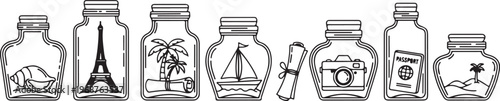 Various containers with unique designs including bottles and jars Vector