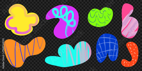 Vector texture organic freeform elements.template sticker and wiggle illustration scribble.