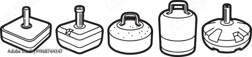 A collection of various kitchen containers with lids and a measuring cup Vector