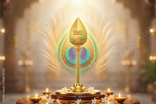 Murugan Vel with Peacock Aura – Divine Harmony Spiritual Background
