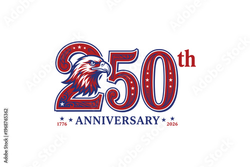 USA 250th Anniversary Semiquincentennial Patriotic Typography Icon