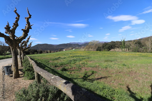 Spring landscape in the Llémena Valley, Catalonia: Nature, rural, fields, tradition and environmental tourism
