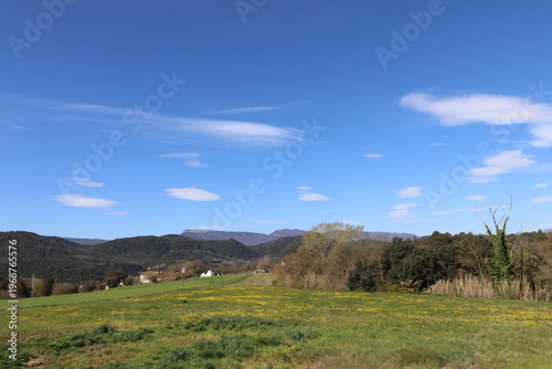Spring landscape in the Llémena Valley, Catalonia: Nature, rural, fields, tradition and environmental tourism