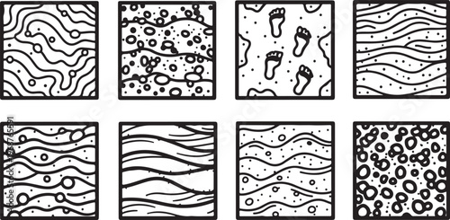 Intricate black and white patterns showcasing varied artistic motifs and textures Vector