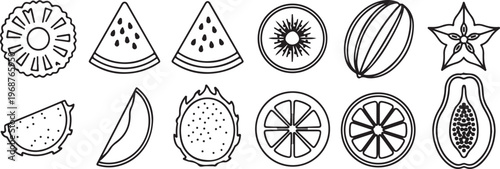 A collection of various food items including desserts, fruits, and beverages Vector