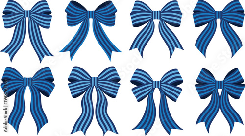 Eight blue striped bow tie ribbon gift