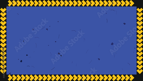Blue screen with yellow chevron border for video editing and motion graphics