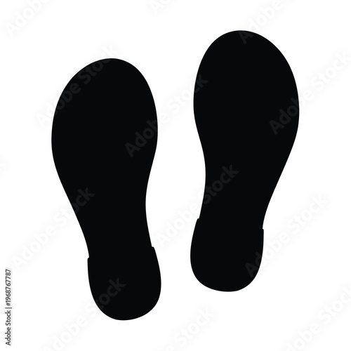 Two foot print shapes in solid black on a white background