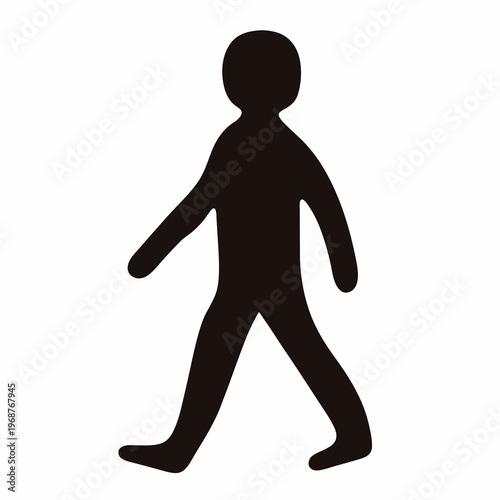 Silhouette of a person walking with outstretched arms on a white background