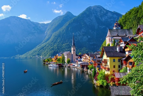 Foto Hallstatt, Austria - beautiful view on the famous Austrian Alpine town