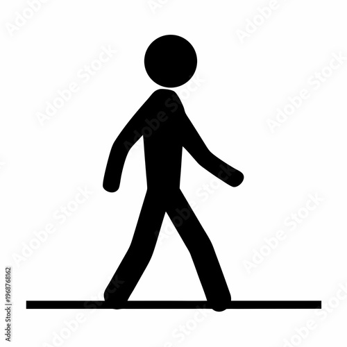Simple Stick Figure Walking on a Line with a Black and White Theme