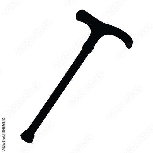 Black silhouette of a T handle walking stick for mobility aid