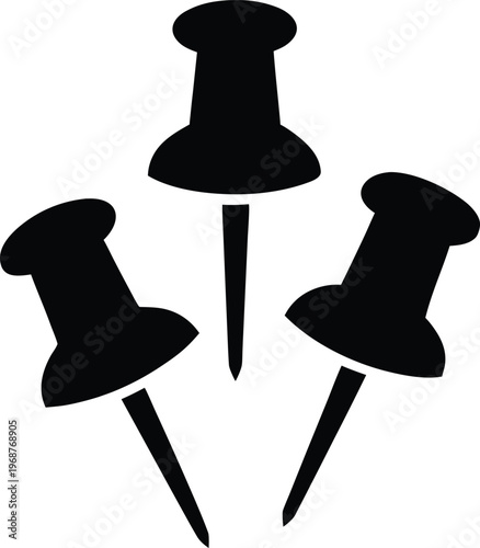 Push pins silhouette vector art illustration