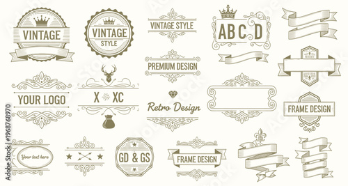 Calligraphic design elements . Decorative swirls and scrolls, vintage frames , flourishes, labels and dividers. Vector illustration