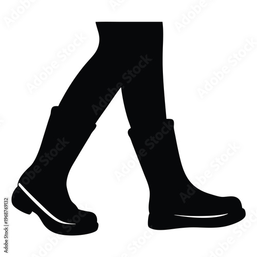 Black silhouette illustration of legs and boots for design and decoration