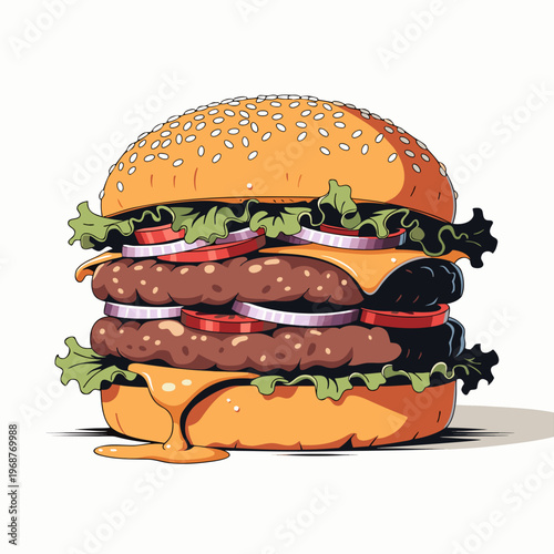 Delicious Burger Vector Illustration