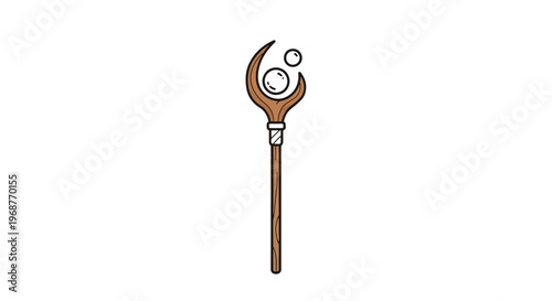 a brown and white illustration of a magic wand.