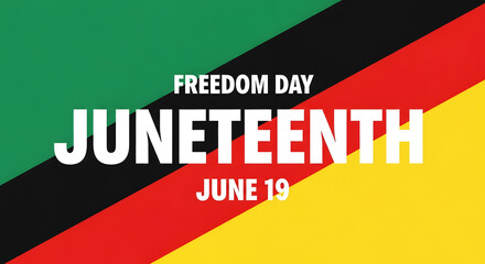 Juneteenth Freedom Day June 19 White Text on Pan African Flag Colors nineteen 1