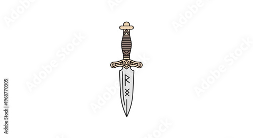 A dagger with a decorative handle.