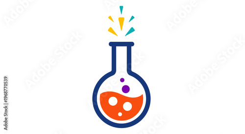 Colorful illustration of a chemistry flask.
