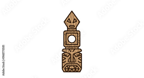 A brown tiki idol figurine with a square body and a diamond shaped head.