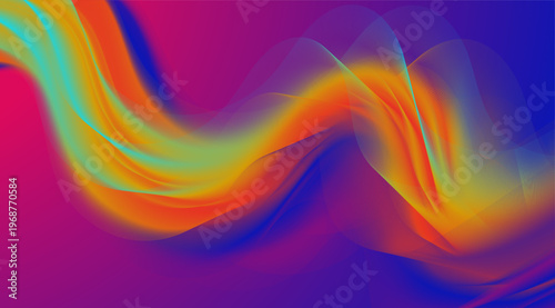 Colorful Gradient Wave Background, Vibrant Abstract Fluid Mesh with Bright Colors